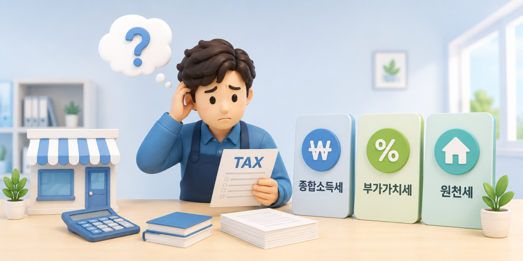 1년에 2번 신고하는 부가가치세를 종합소득세·원천세와 함께 정리한 도표