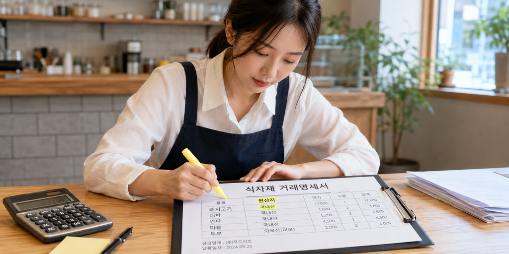 거래명세서에서 원산지 확인하기