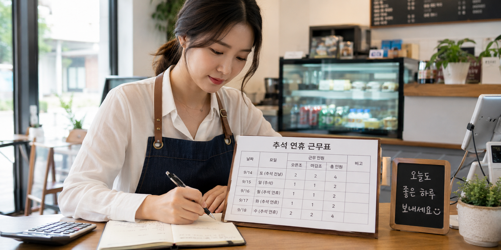 추석연휴 알바 근무표 확인