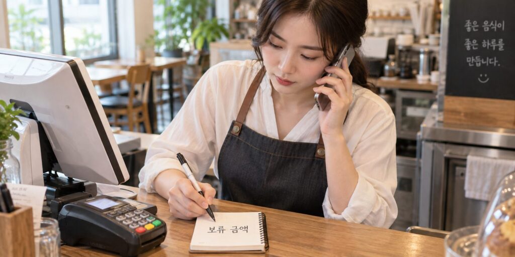 카드사에 보류 금액을 확인하는 모습