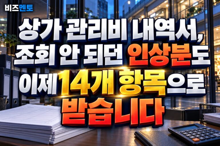 상가 관리비 내역서, 조회 안 되던 인상분도 이제 14개 항목으로 받습니다