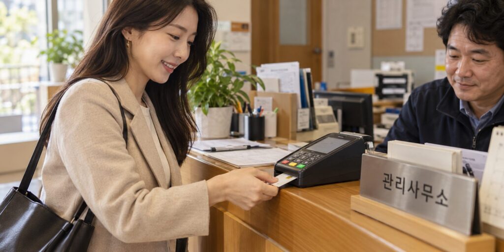 관리사무소에서 카드로 관리비를 내는 사장님