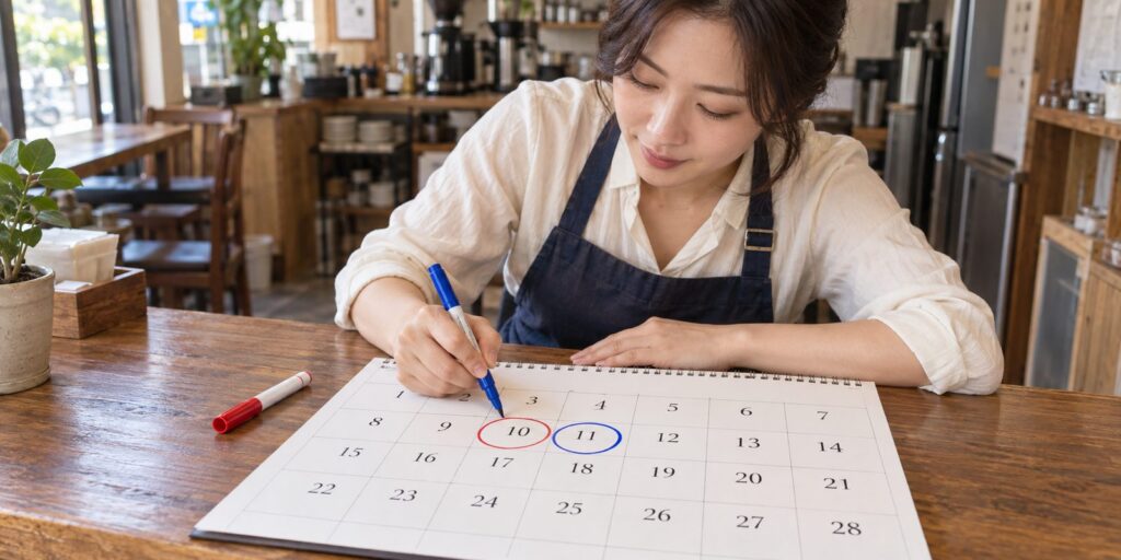 달력에 발급 기한과 전송 기한을 따로 표시한 모습