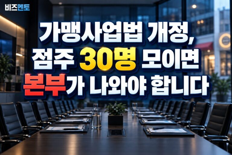 가맹사업법 개정, 점주 30명 모이면 본부가 나와야 합니다