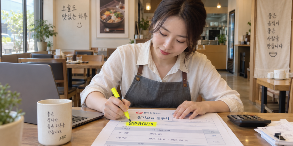 자영업자 전기요금 고지서 계약종별 확인