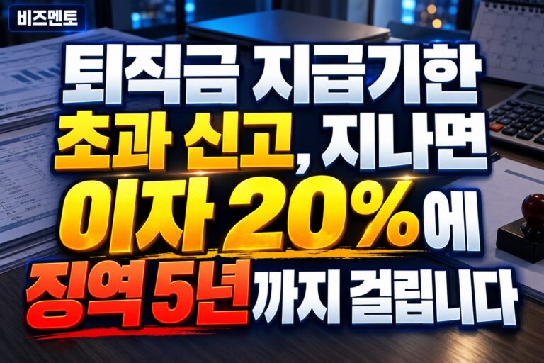 퇴직금 지급기한 초과 신고, 지나면 이자 20%에 징역 5년까지 걸립니다