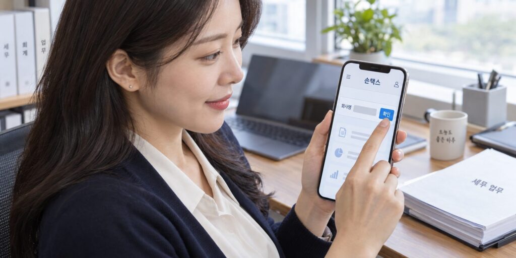연말정산 일괄제공 동의 화면을 확인하는 모습
