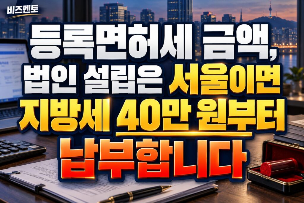 등록면허세 금액, 법인 설립은 서울이면 지방세 40만 원부터 납부합니다