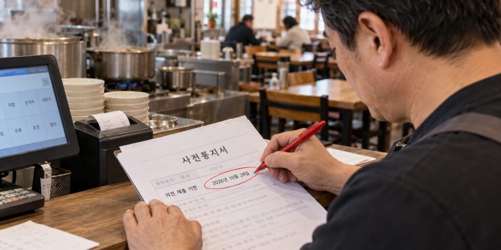 과태료 사전통지서의 의견 제출 기한을 확인하는 장면